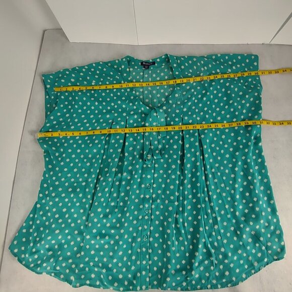 Roaman's Womens Turquiose, White, Polka Dot Button Up Tunic Blouse Size 30W - Picture 8 of 12